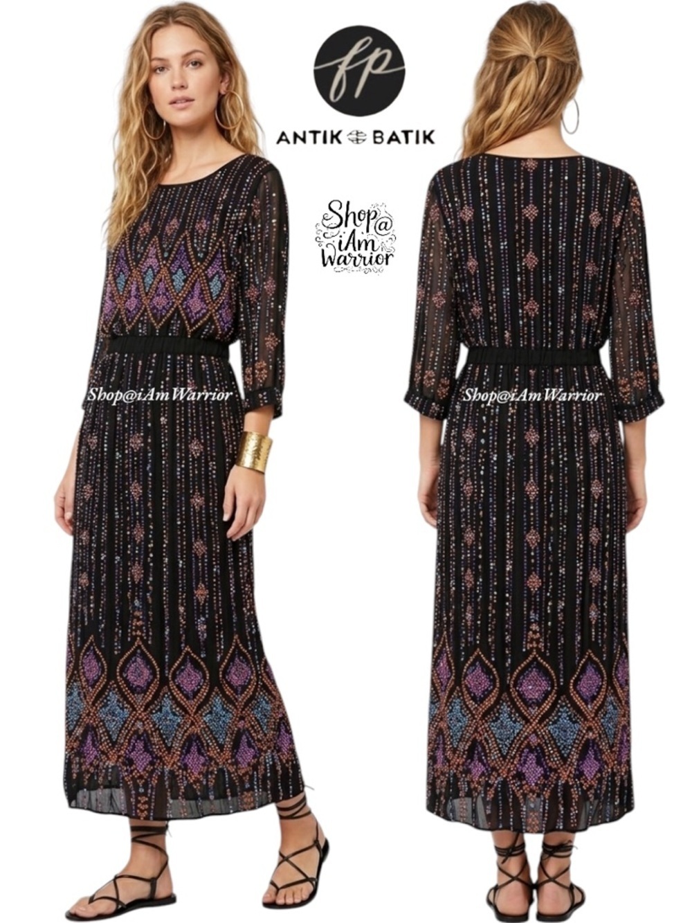 Free People x Antik Batik Beaded Boho Embellished Maxi Dress *shop@iAmwarrior